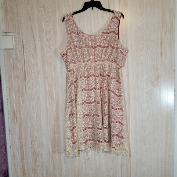 Maurices Red & Cream Lace Mini Dress Sz 2X - Picture 5 of 5